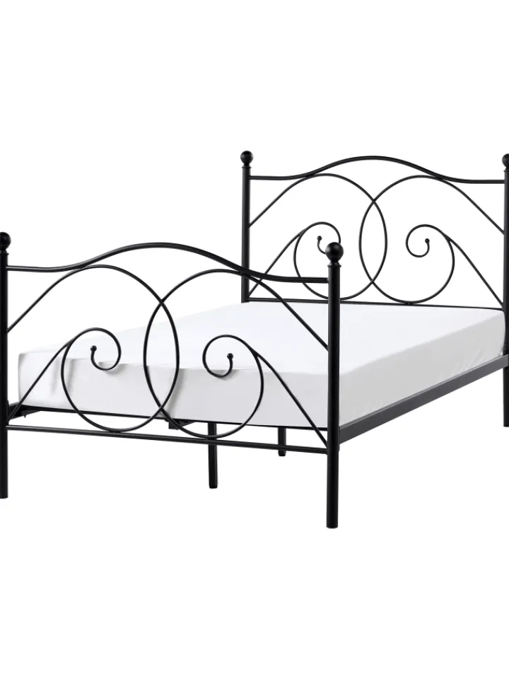 Beliani Betten & Matratzen<Doppelbett DINARD in Schwarz - (W) 127 x (H) 118 x (L) 208 cm