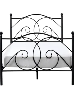Beliani Betten & Matratzen<Doppelbett DINARD in Schwarz - (W) 127 x (H) 118 x (L) 208 cm