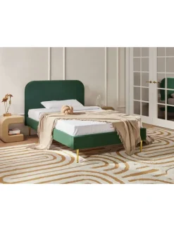 Beliani Betten & Matratzen<Doppelbett FLAYAT in Grün/Gold - (W) 133 x (H) 109 x (L) 215 cm