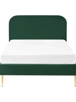 Beliani Betten & Matratzen<Doppelbett FLAYAT in Grün/Gold - (W) 133 x (H) 109 x (L) 215 cm
