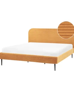 Beliani Betten & Matratzen<Doppelbett FLAYAT in Orange/Schwarz - (W) 193 x (H) 109 x (L) 215 cm