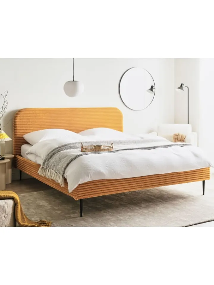 Beliani Betten & Matratzen<Doppelbett FLAYAT in Orange/Schwarz - (W) 193 x (H) 109 x (L) 215 cm