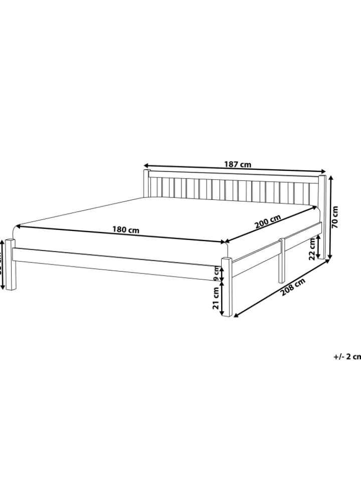 Beliani Betten & Matratzen<Doppelbett FLORAC in Braun - (W) 187 x (H) 70 x (L) 208 cm