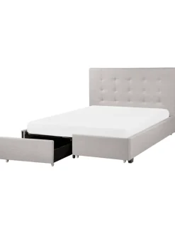 Beliani Betten & Matratzen<Doppelbett LA ROCHELLE in Grau/Schwarz - (W) 153 x (H) 109 x (L) 213 cm