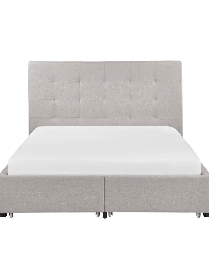 Beliani Betten & Matratzen<Doppelbett LA ROCHELLE in Grau/Schwarz - (W) 153 x (H) 109 x (L) 213 cm