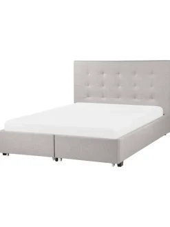 Beliani Betten & Matratzen<Doppelbett LA ROCHELLE in Grau/Schwarz - (W) 153 x (H) 109 x (L) 213 cm