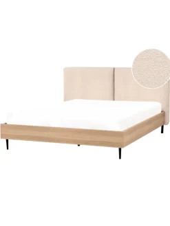 Beliani Betten & Matratzen<Doppelbett LIMANTON in Beige/Schwarz/Braun - (W) 181 x (H) 118 x (L) 215 cm