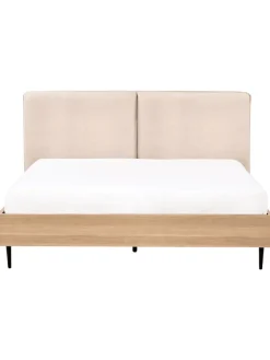 Beliani Betten & Matratzen<Doppelbett LIMANTON in Beige/Schwarz/Braun - (W) 181 x (H) 118 x (L) 215 cm
