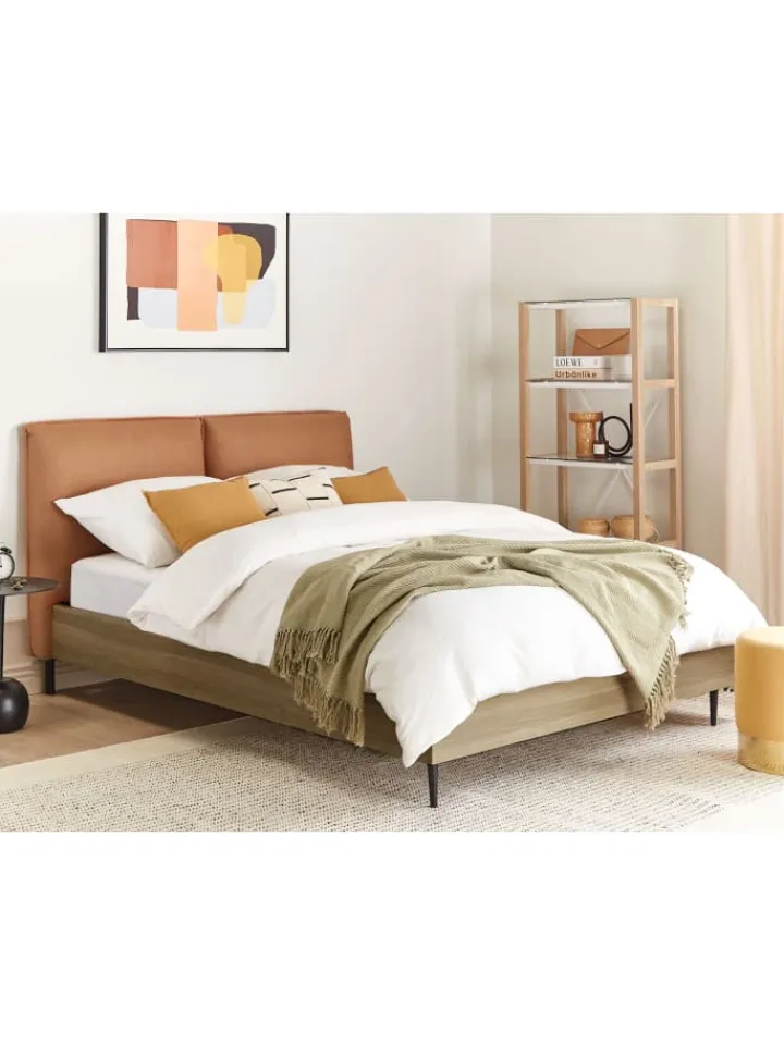 Beliani Betten & Matratzen<Doppelbett LIMANTON in Braun/Schwarz - (W) 161 x (H) 118 x (L) 215 cm