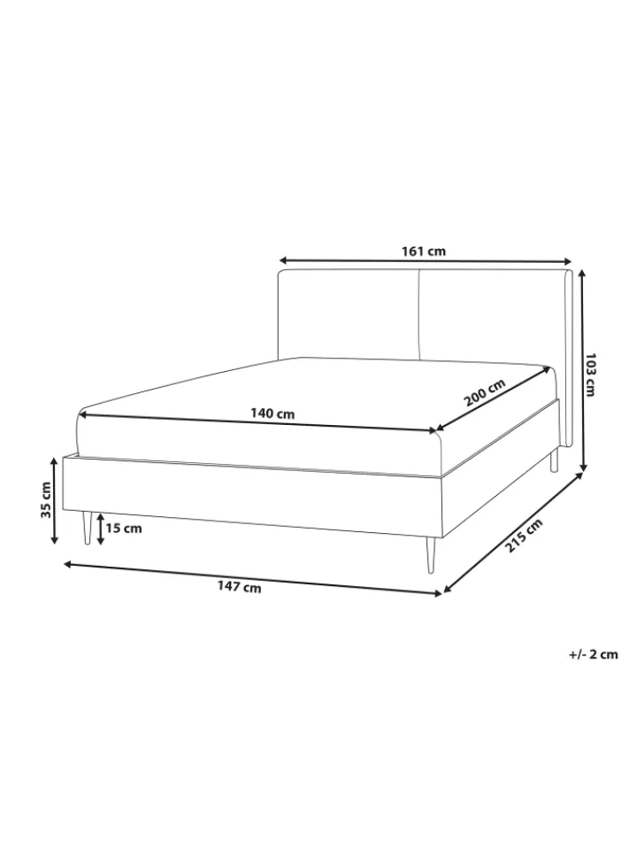 Beliani Betten & Matratzen<Doppelbett LIMANTON in Braun/Schwarz - (W) 161 x (H) 118 x (L) 215 cm
