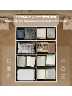ABRIHOME Betten & Matratzen<Doppelbett Massivholzbett mit USB-Anschluss und Stauraum 140x200cm in Weiß