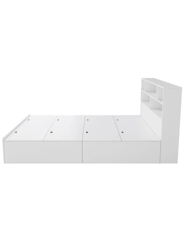 ABRIHOME Betten & Matratzen<Doppelbett Massivholzbett mit USB-Anschluss und Stauraum 140x200cm in Weiß