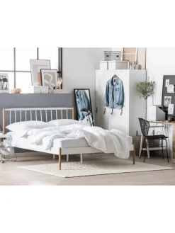 Beliani Betten & Matratzen<Doppelbett MAURS in Weiß/Braun - (W) 167 x (H) 100 x (L) 209 cm