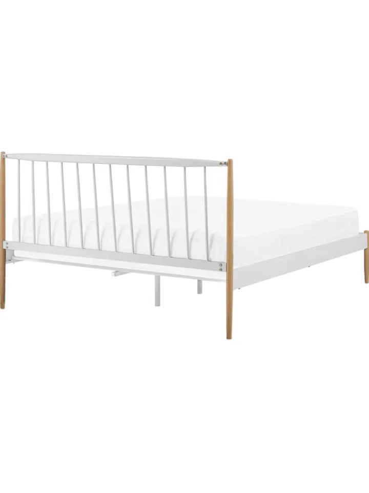 Beliani Betten & Matratzen<Doppelbett MAURS in Weiß/Braun - (W) 167 x (H) 100 x (L) 209 cm