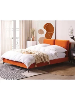 Beliani Betten & Matratzen<Doppelbett MELLE in Orange/Schwarz - (W) 156 x (H) 95 x (L) 233 cm