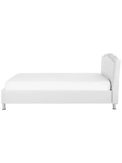 Beliani Betten & Matratzen<Doppelbett METZ in Weiß/Silber - (W) 185 x (H) 92 x (L) 214 cm