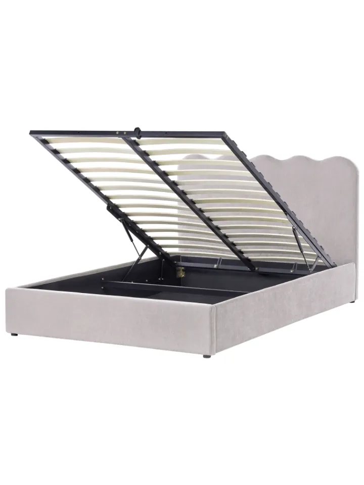 Beliani Betten & Matratzen<Doppelbett NANTERRE in Beige/Grau - (W) 147 x (H) 104 x (L) 215 cm