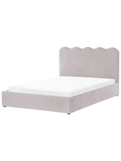 Beliani Betten & Matratzen<Doppelbett NANTERRE in Beige/Grau - (W) 147 x (H) 104 x (L) 215 cm