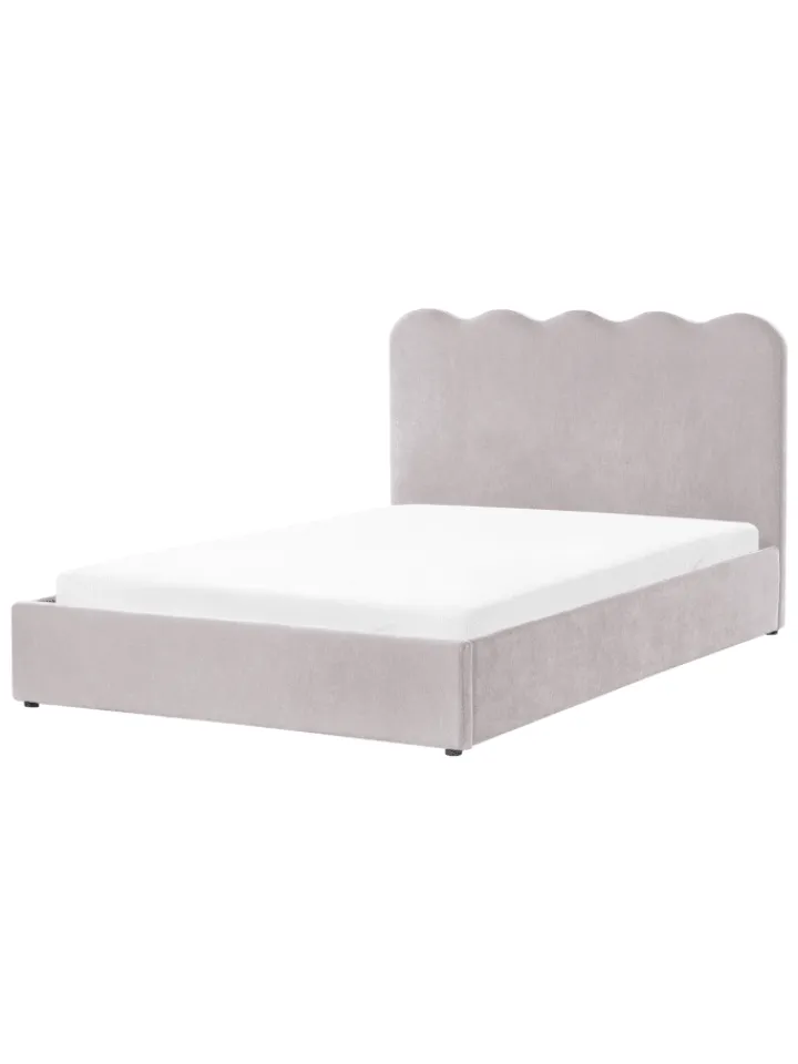 Beliani Betten & Matratzen<Doppelbett NANTERRE in Beige/Grau - (W) 147 x (H) 104 x (L) 215 cm