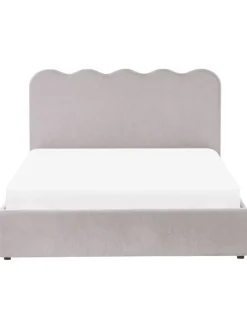 Beliani Betten & Matratzen<Doppelbett NANTERRE in Beige/Grau - (W) 147 x (H) 104 x (L) 215 cm
