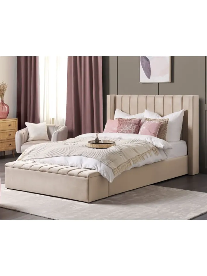 Beliani Betten & Matratzen<Doppelbett NOYERS in Beige - (W) 190 x (H) 132 x (L) 247 cm