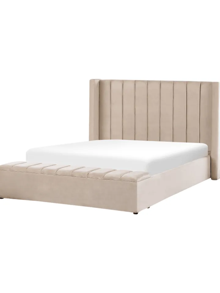 Beliani Betten & Matratzen<Doppelbett NOYERS in Beige - (W) 190 x (H) 132 x (L) 247 cm