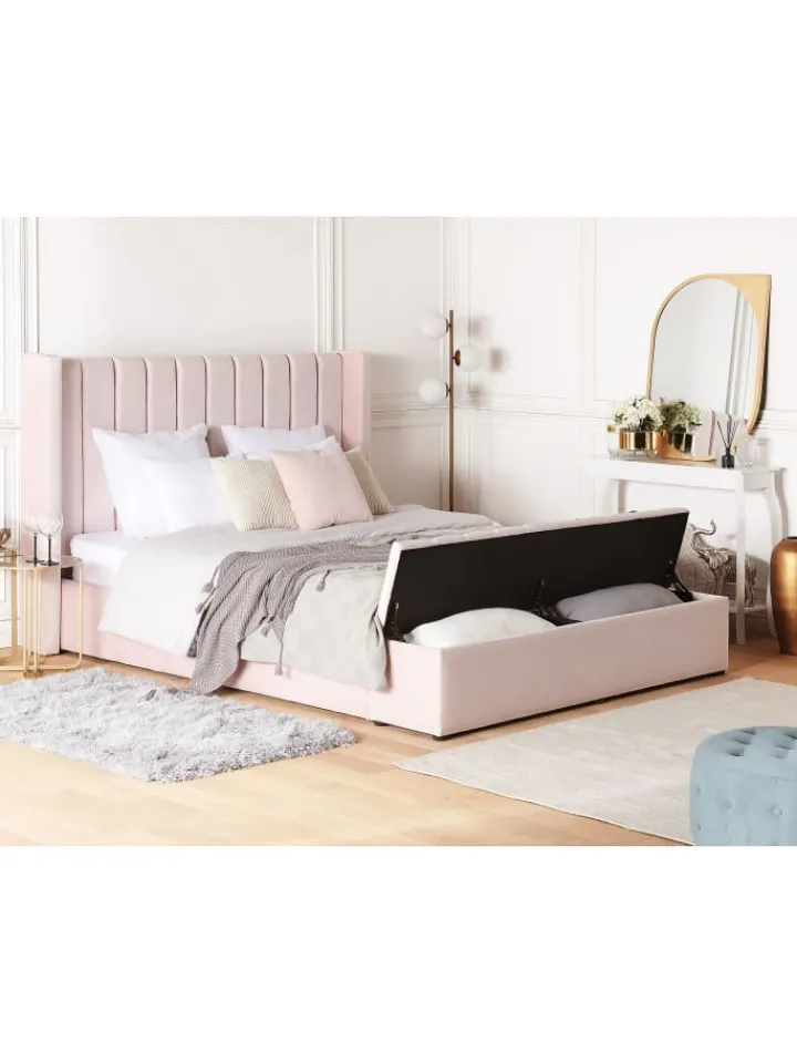 Beliani Betten & Matratzen<Doppelbett NOYERS in Rosa - (W) 210 x (H) 132 x (L) 247 cm