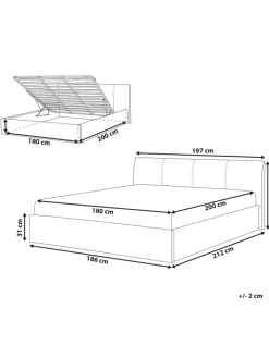 Beliani Betten & Matratzen<Doppelbett ORBEY in Grau - (W) 197 x (H) 88 x (L) 212 cm
