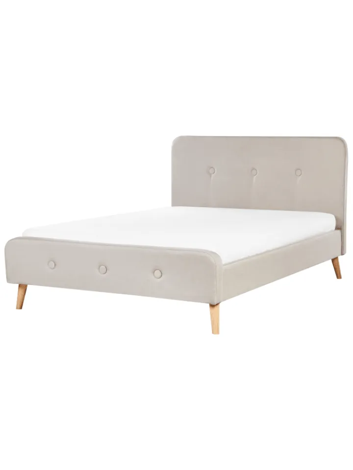 Beliani Betten & Matratzen<Doppelbett RENNES in Beige/Braun - (W) 151 x (H) 107 x (L) 216 cm