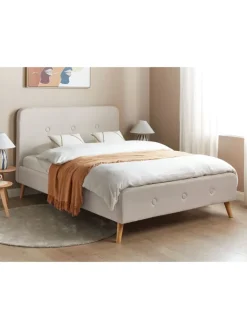 Beliani Betten & Matratzen<Doppelbett RENNES in Beige/Braun - (W) 151 x (H) 107 x (L) 216 cm