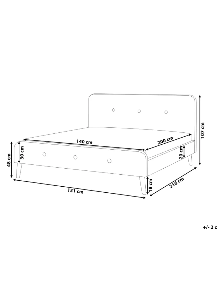 Beliani Betten & Matratzen<Doppelbett RENNES in Beige/Braun - (W) 151 x (H) 107 x (L) 216 cm