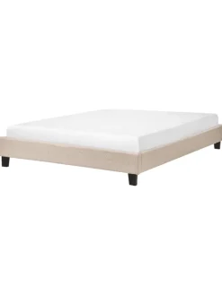 Beliani Betten & Matratzen<Doppelbett ROANNE in Beige/Braun - (W) 149 x (H) 29 x (L) 211 cm