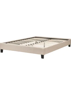 Beliani Betten & Matratzen<Doppelbett ROANNE in Beige/Braun - (W) 149 x (H) 29 x (L) 211 cm