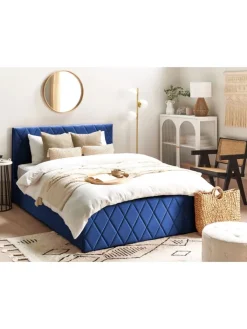 Beliani Betten & Matratzen<Doppelbett ROCHEFORT in Blau - (W) 150 x (H) 99 x (L) 214 cm