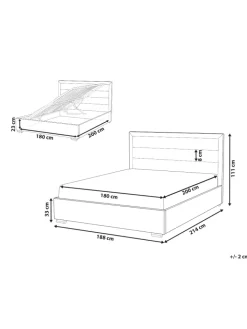Beliani Betten & Matratzen<Doppelbett ROUEN in Beige - (W) 188 x (H) 111 x (L) 214 cm