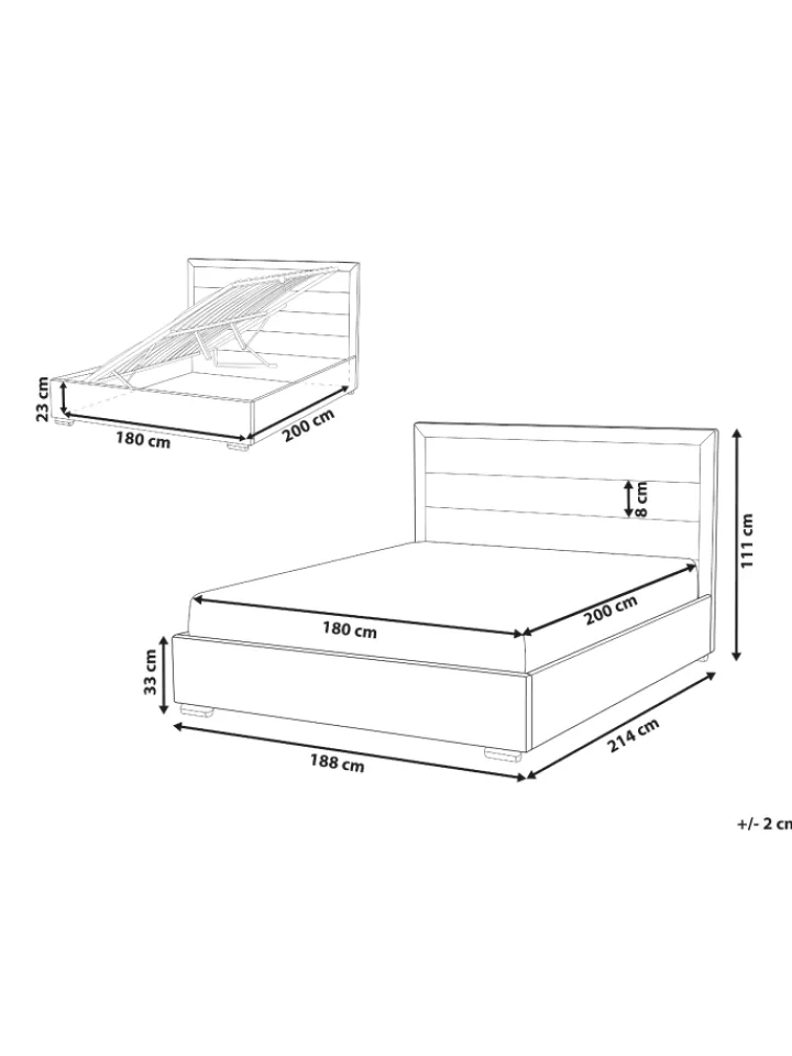 Beliani Betten & Matratzen<Doppelbett ROUEN in Beige - (W) 188 x (H) 111 x (L) 214 cm