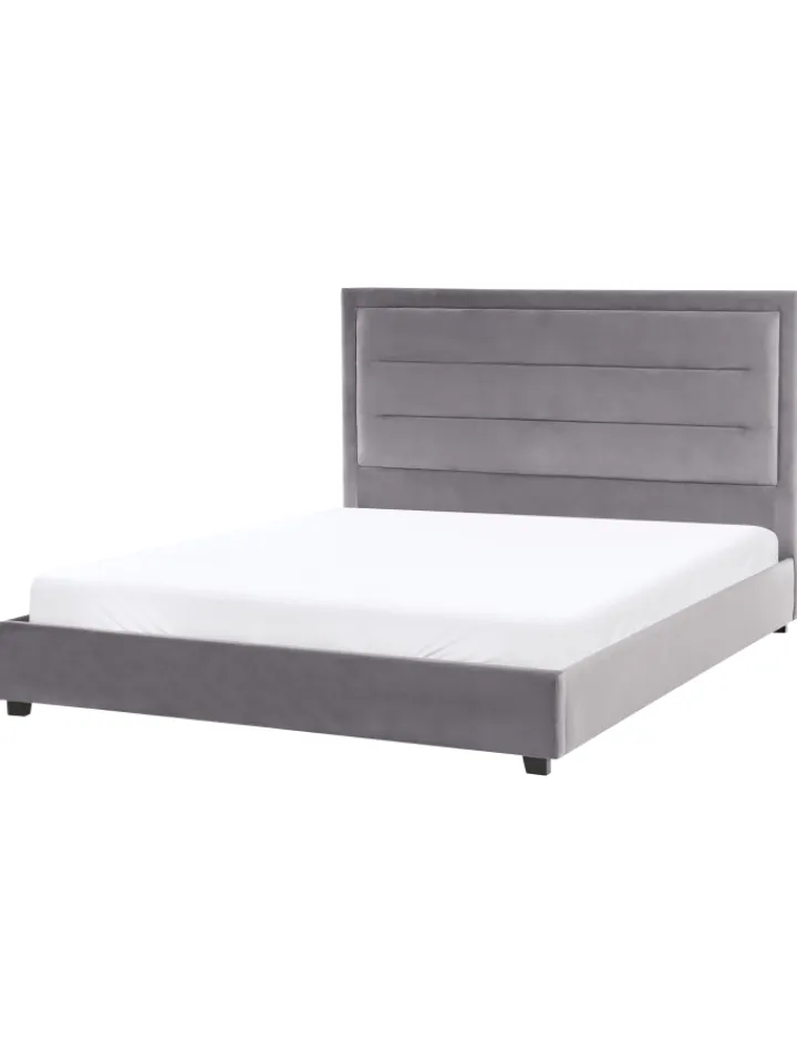 Beliani Betten & Matratzen<Doppelbett ROUEN in Grau/Schwarz - (W) 166 x (H) 112 x (L) 213 cm