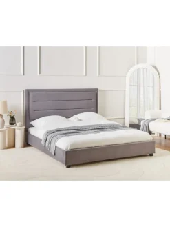 Beliani Betten & Matratzen<Doppelbett ROUEN in Grau/Schwarz - (W) 166 x (H) 112 x (L) 213 cm
