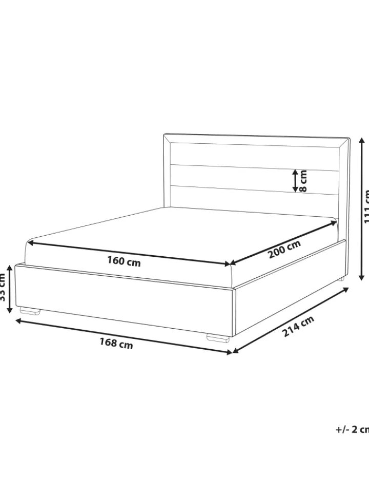 Beliani Betten & Matratzen<Doppelbett ROUEN in Grau/Schwarz - (W) 166 x (H) 112 x (L) 213 cm