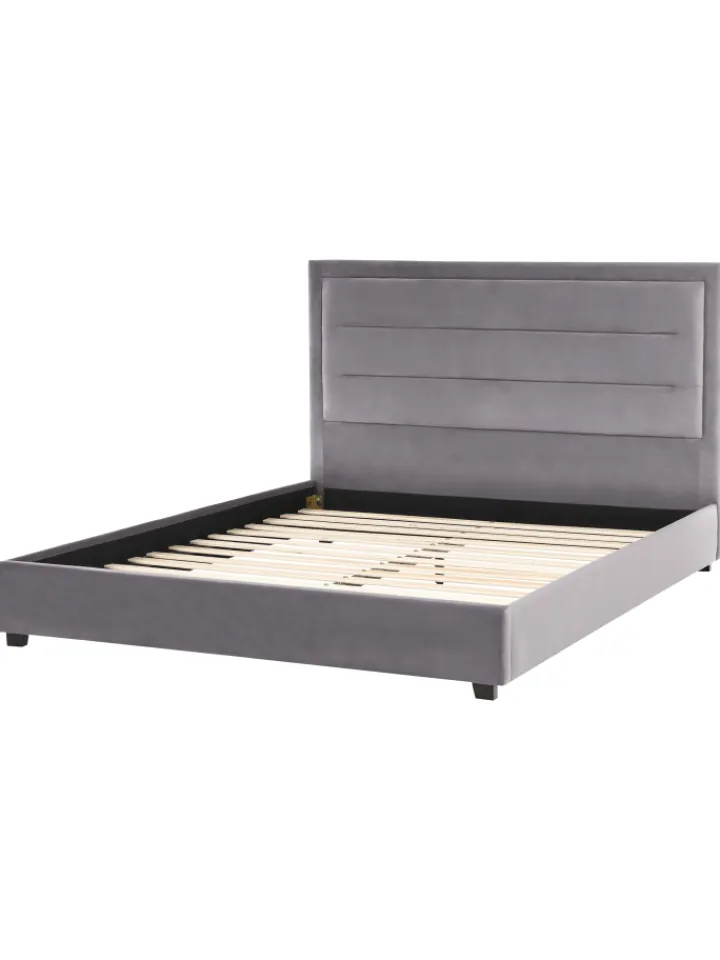 Beliani Betten & Matratzen<Doppelbett ROUEN in Grau/Schwarz - (W) 166 x (H) 112 x (L) 213 cm