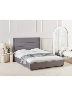 Beliani Betten & Matratzen<Doppelbett ROUEN in Grau/Schwarz - (W) 146 x (H) 112 x (L) 213 cm