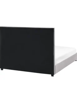 Beliani Betten & Matratzen<Doppelbett ROUEN in Grau/Schwarz - (W) 146 x (H) 112 x (L) 213 cm