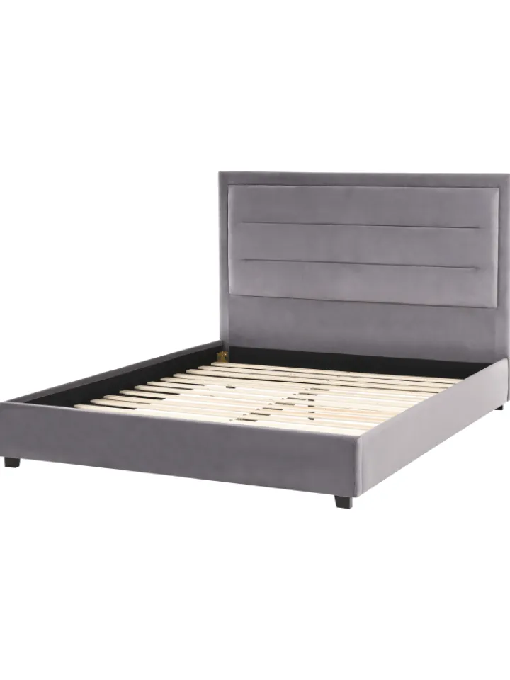 Beliani Betten & Matratzen<Doppelbett ROUEN in Grau/Schwarz - (W) 146 x (H) 112 x (L) 213 cm