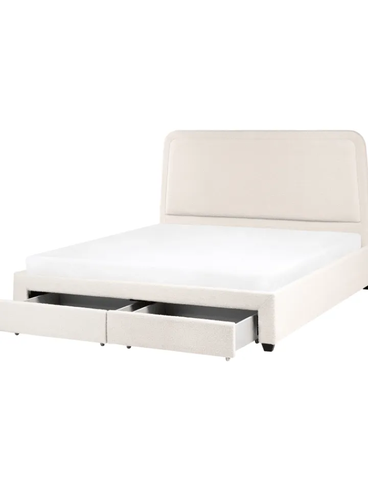 Beliani Betten & Matratzen<Doppelbett SARDENT in Weiß/Schwarz - (W) 188 x (H) 126 x (L) 213 cm