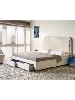 Beliani Betten & Matratzen<Doppelbett SARDENT in Weiß/Schwarz - (W) 188 x (H) 126 x (L) 213 cm