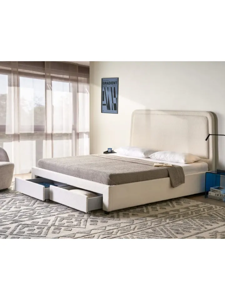 Beliani Betten & Matratzen<Doppelbett SARDENT in Weiß/Schwarz - (W) 188 x (H) 126 x (L) 213 cm