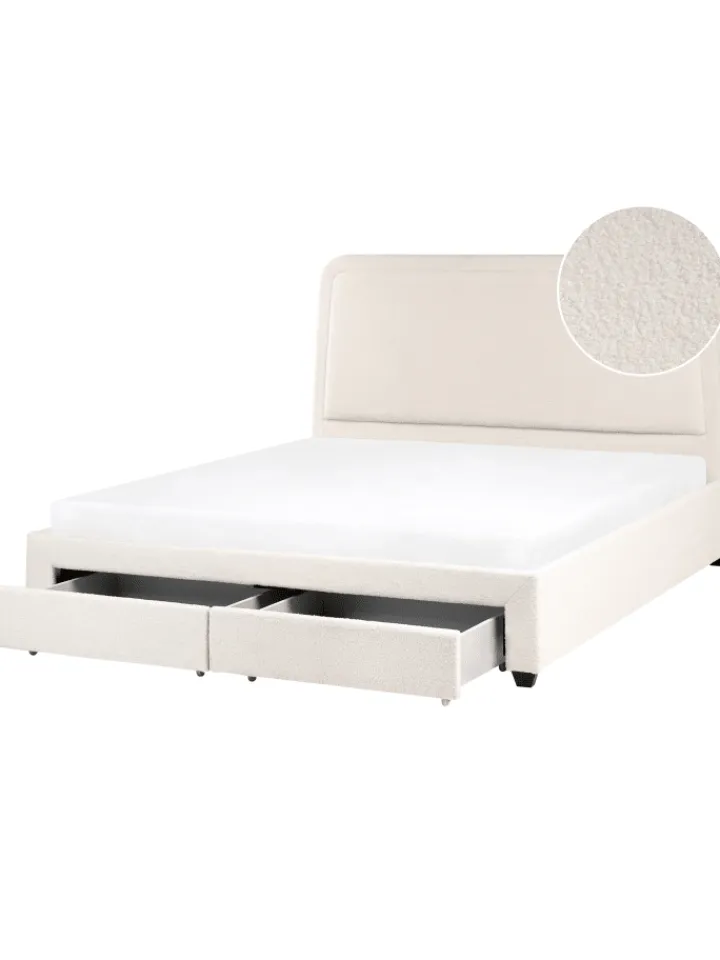 Beliani Betten & Matratzen<Doppelbett SARDENT in Weiß/Schwarz - (W) 188 x (H) 126 x (L) 213 cm