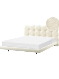 Beliani Betten & Matratzen<Doppelbett SOULISSE in Weiß/Schwarz - (W) 178 x (H) 93 x (L) 222 cm