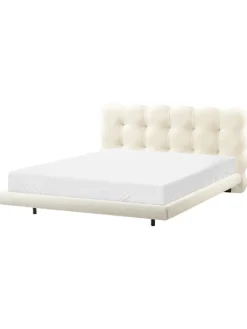Beliani Betten & Matratzen<Doppelbett SOULISSE in Weiß/Schwarz - (W) 178 x (H) 93 x (L) 222 cm