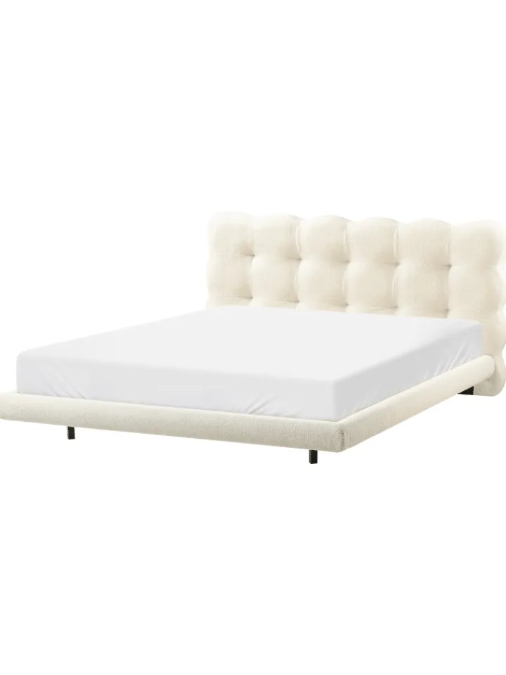 Beliani Betten & Matratzen<Doppelbett SOULISSE in Weiß/Schwarz - (W) 178 x (H) 93 x (L) 222 cm